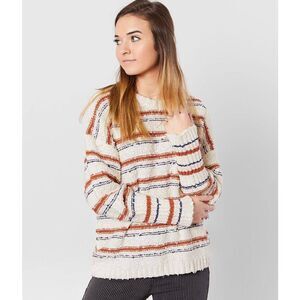 609. Billabong “easy going” striped popcorn texture oversized knit crewneck
